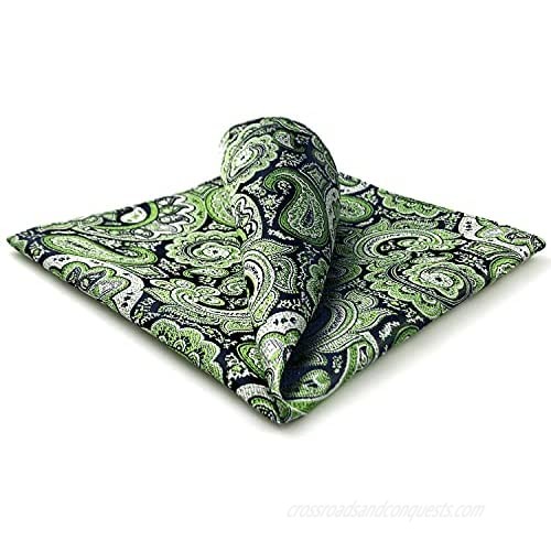 S&W SHLAX&WING Pocket Squares for Men Gray Blue Green Silk Paisley