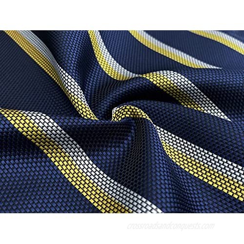 S&W SHLAX&WING Pocket Squares for Men Navy with Yellow White Striped