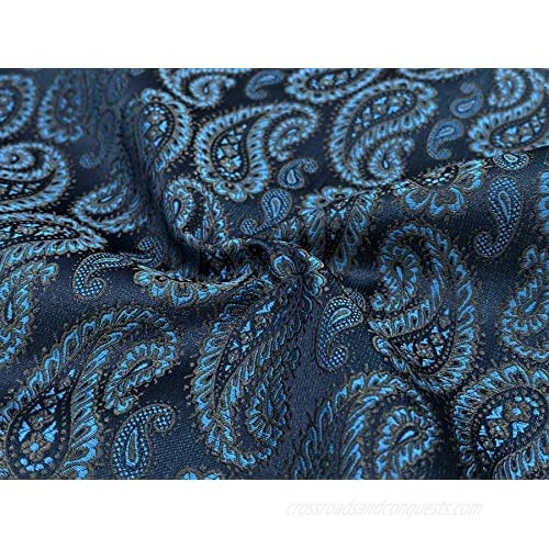 S&W SHLAX&WING Pocket Squares for Men Paisley Dark Blue Turquoise