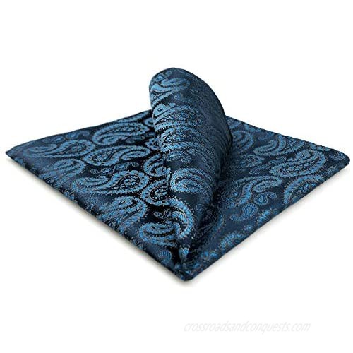 S&W SHLAX&WING Pocket Squares for Men Paisley Dark Blue Turquoise