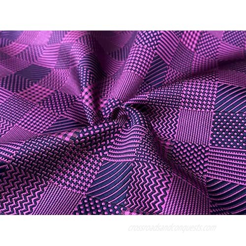 S&W SHLAX&WING Pocket Squares for Men Purple Checkered Wedding Luxury