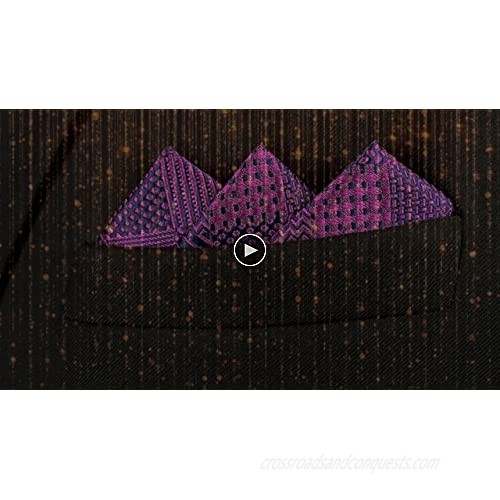 S&W SHLAX&WING Pocket Squares for Men Purple Checkered Wedding Luxury