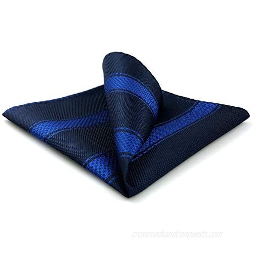 S&W SHLAX&WING Pocket Squares for Men Royal Blue Navy Striped