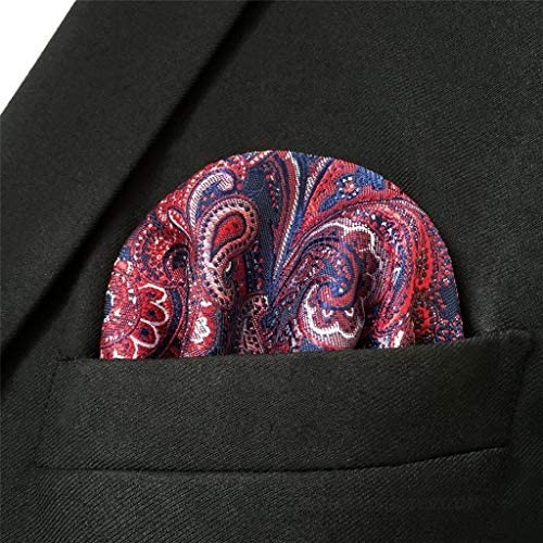 S&W SHLAX&WING Red Mens Pocket Square for Wedding Party Paisley 12.6 Large Handkerchief