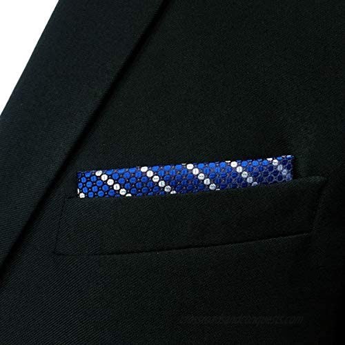 S&W SHLAX&WING Stripes Blue Pocket Square Fashion 12.6 Large Handkerchief