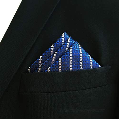 S&W SHLAX&WING Stripes Blue Pocket Square Fashion 12.6 Large Handkerchief