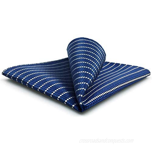 S&W SHLAX&WING Stripes Blue Pocket Square Fashion 12.6" Large Handkerchief