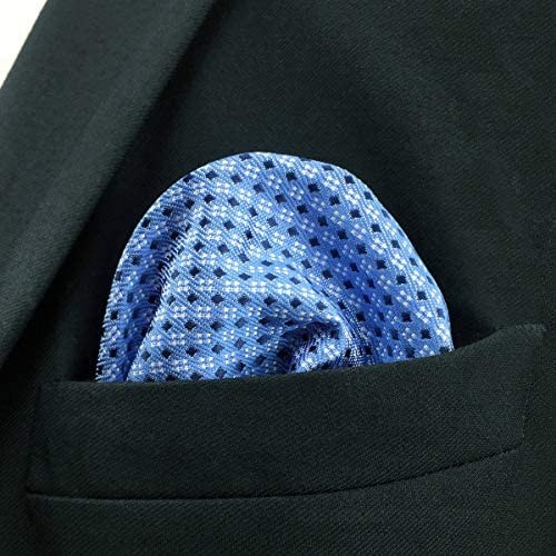 SHLAX&WING Blue Dots Dotty Men's Hanky Silk Pocket Square For Business