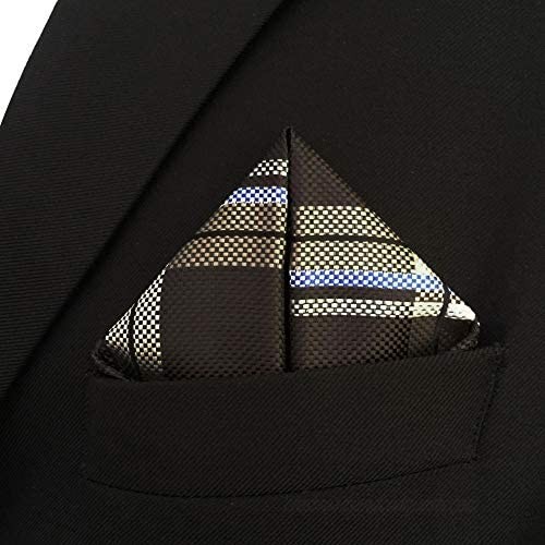 SHLAX&WING Checkered Tartan Brown Design Handkerchief Silk Pocket Square