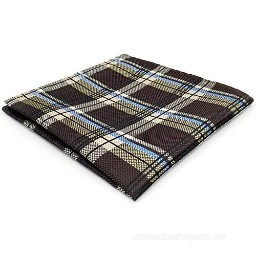 SHLAX&WING Checkered Tartan Brown Design Handkerchief Silk Pocket Square