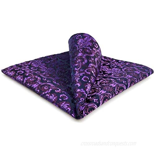 SHLAX&WING Geometric Patterned Purple Hanky Silk Pocket Square for Men Floral
