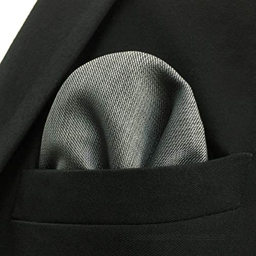 SHLAX&WING Grey Solid Silk Pocket Square for Men Business Hanky Classic Gray