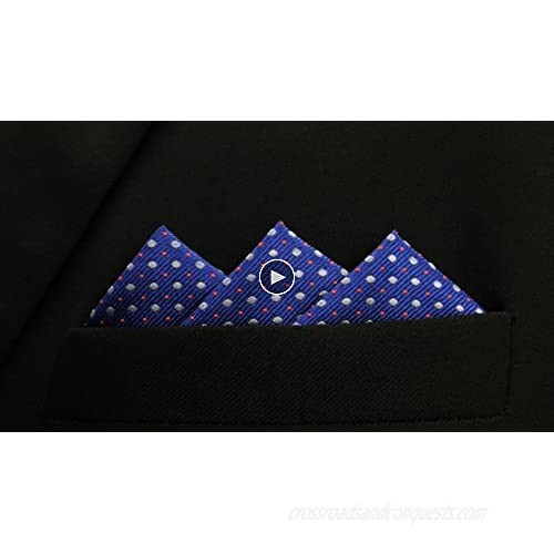 SHLAX&WING Navy Dots Pocket Square for Men Silk Business Handkerchief New