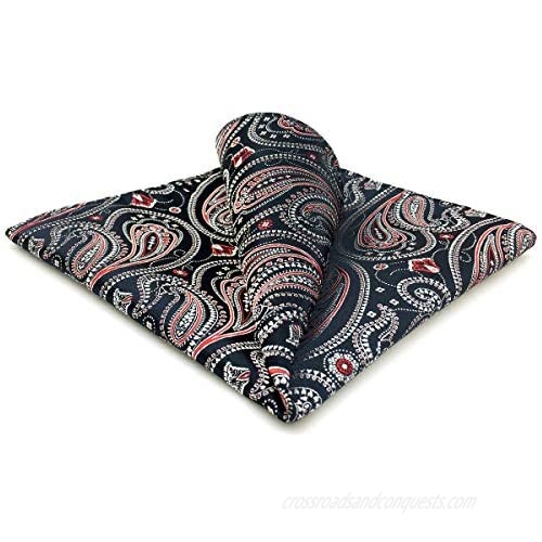 SHLAX&WING Paisley Mens Pocket Square Blue Multicolor Designer for Wedding Party
