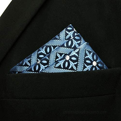 SHLAX&WING Pocket Square for Men Designer Blue Silk Slate Blue Checkered Checks