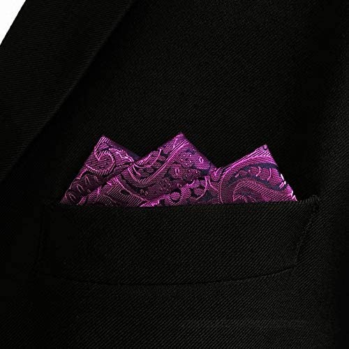 SHLAX&WING Purple Paisley Mens Pocket Square for Wedding Party Groomsmen Hanky
