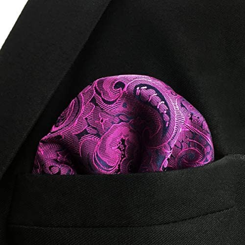 SHLAX&WING Purple Paisley Mens Pocket Square for Wedding Party Groomsmen Hanky