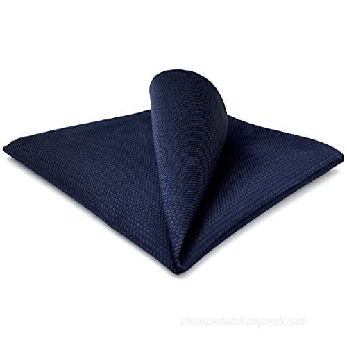 SHLAX&WING Solid Blue Mens Pocket Square Business Silk Hanky Handkerchief