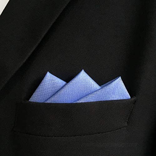 SHLAX&WING Solid Light Blue Azure Silk Pocket Squares for Men Business Wedding