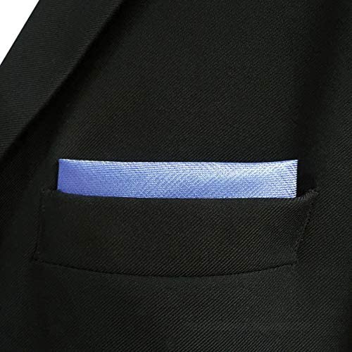 SHLAX&WING Solid Light Blue Azure Silk Pocket Squares for Men Business Wedding