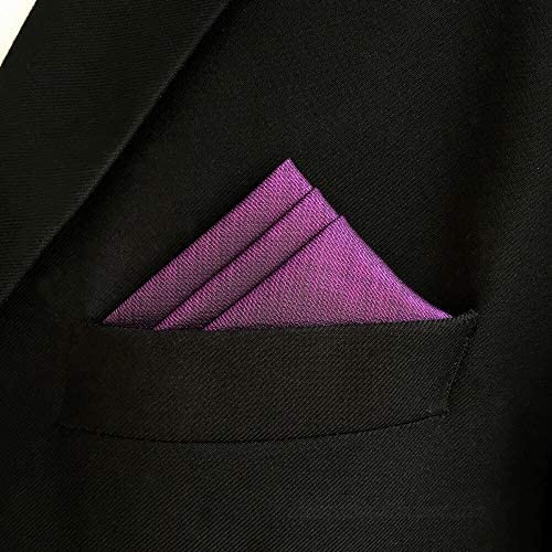 SHLAX&WING Solid Purple Mens Silk Pocket Square Large For Business Wedding
