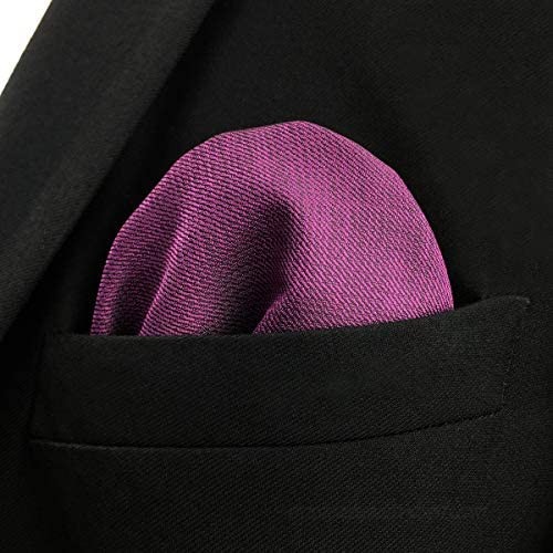 SHLAX&WING Solid Purple Mens Silk Pocket Square Large For Business Wedding