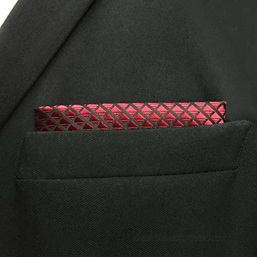 SHLAX&WING Solid Red Silk Pocket Square Mens Handkerchief Hanky Business Wedding