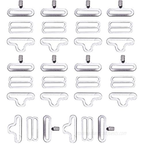 100 Sets Adjustable Bow Tie Hardware Clip Set  Metal Cravat Clip Hook Fastener for Necktie Strap (Silver)