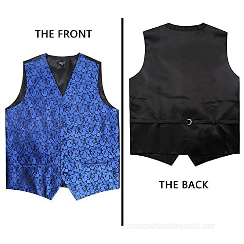 Alizeal Mens Classic 5 Pcs Paisley Jacquard Suit Vest Set