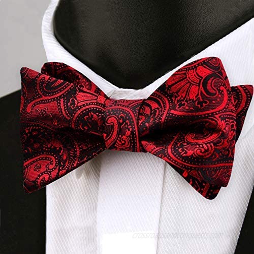 Alizeal Mens Paisley Floral Jacquard Untied Bowtie and Pocket Square Set