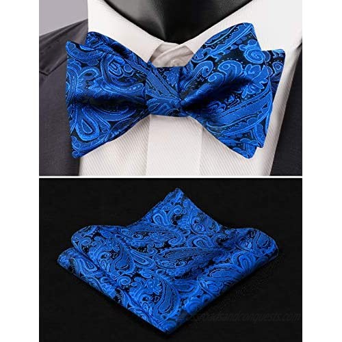 Alizeal Mens Paisley Untied Bow Tie Pocket Square and Clips Suspenders