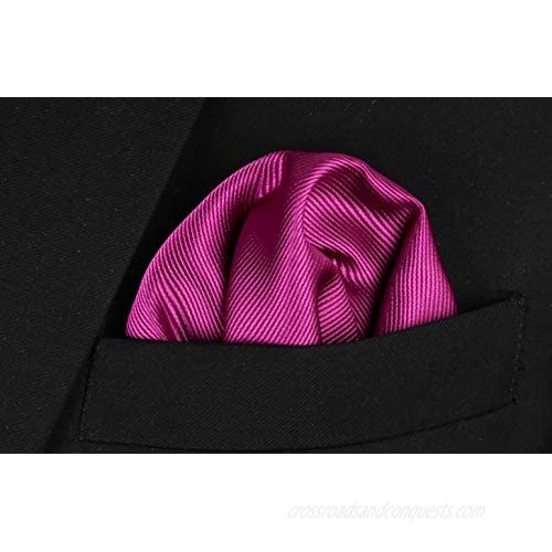 Alizeal Mens Solid Color Floral Tie Handkerchief and Cufflinks Set