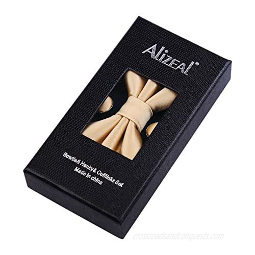 Alizeal Mens Tuxedo Bow Tie Hanky and Cufflinks Set