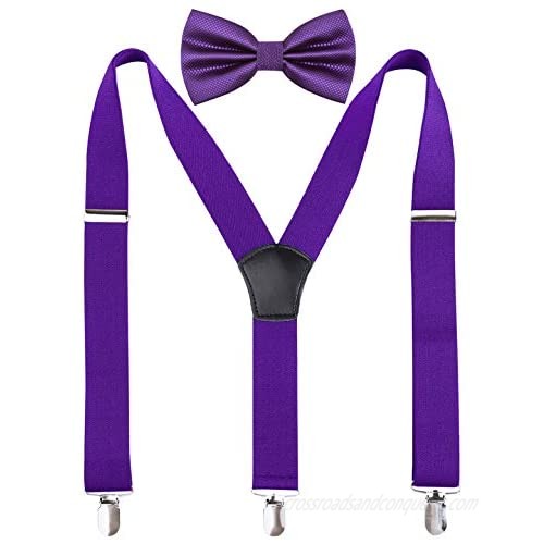 Alizeal Men's Y-Back Adjustable Suspender and Bowtie Set