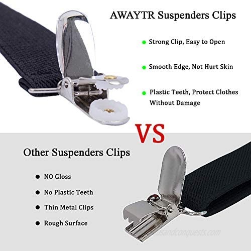 AWAYTR Men Suspenders Bowtie Set - Y Shape Strong Clips Adjustable Suspender