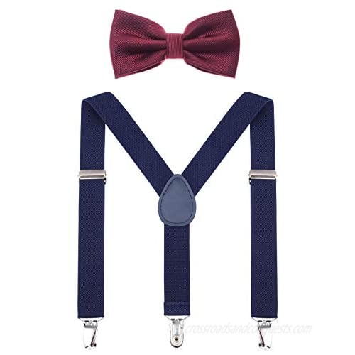 AWAYTR Men Suspenders Bowtie Set - Y Shape Strong Clips Adjustable Suspender
