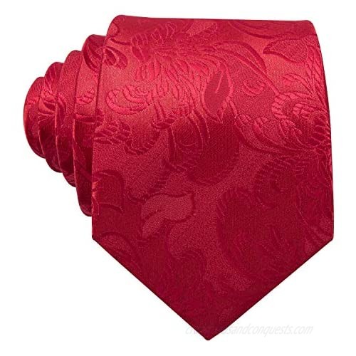 Barry.Wang Flower Ties for Men Handkerchief Cufflinks Set Wedding Necktie Set