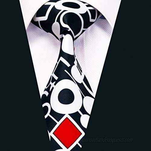 Barry.Wang Men Silk Novelty Tie Set Designer Abstract Necktie Pocket Square Cufflinks Wedding Party Formal
