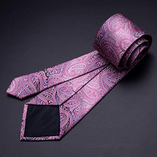 Barry.Wang Men Tie Set Paisley Solid Silk Necktie Pocket Square Cufflinks Extra Long Tie Formal Wedding