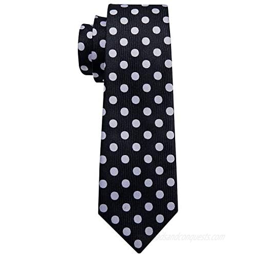 Barry.Wang Men's Tie Set Polka Dot Handkerchief Cufflinks Fashion Neckties Wedding Business