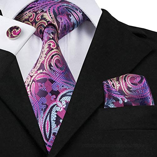 Barry.Wang Men's Ties Set Silk Wedding Neckties Woven Silk Formal Business Casual(4/6/8PCS)