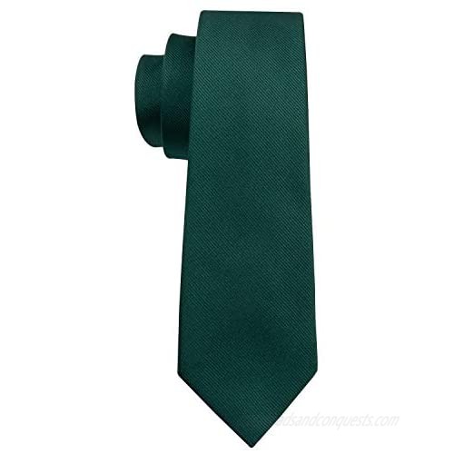 Barry.Wang Plain Men Ties for Wedding Business Handkerchief Cufflinks Necktie Set Solid Colors