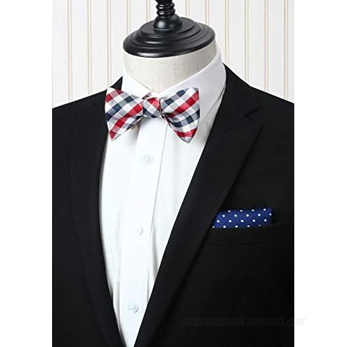Bow Ties for Men Design Classic Self Tie Bow Tie and Pocket Square Set 3 Pack for Wedding Party