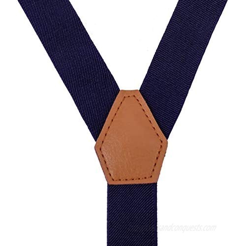 CEAJOO Men Boys Suspenders and Bow Tie Set Adjustable with Round Metal Clips