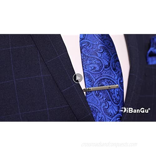 DiBanGu Paisley Tie and Pocket Square Men's Woven Necktie Silk Handkerchief and Cufflink Set