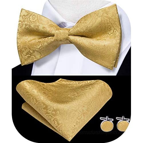 Dubulle Mens Silk Bow Tie and Pocket Square Set for Wedding Tuxedo …