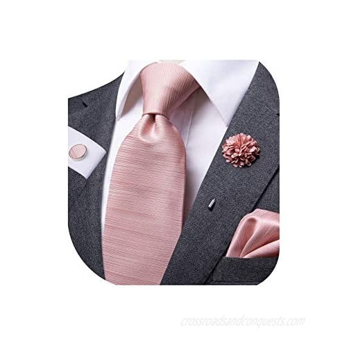 Dubulle Mens Tie and Lapel Pin Flower Silk Necktie Hankerchief Cufflinks Set for Men Paisley Solid Stripe 4pcs Set