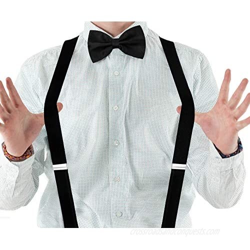 HABIBEE Solid Color Mens Suspender Y Shape with Strong Clips Adjustable Braces