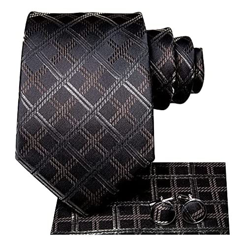 Hi-Tie Mens Silk Ties Set Novelty Necktie with Pocket Square and Cufflinks Set