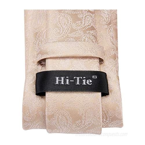 Hi-Tie Silk Paisley Necktie and Pocket Square Cufflinks Set